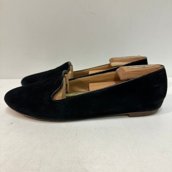 GOOD J. Crew Women's Black Suede Smoking Slipper Loafer Ballet Flat 8.5 - Picture 1 of 10